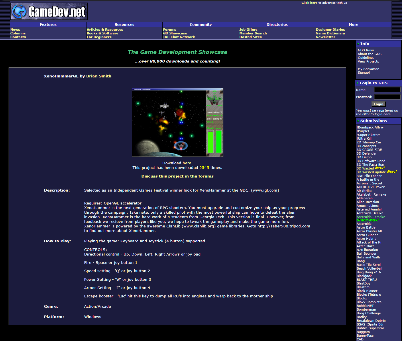 Preview of the GameDev.net showcase exhibit